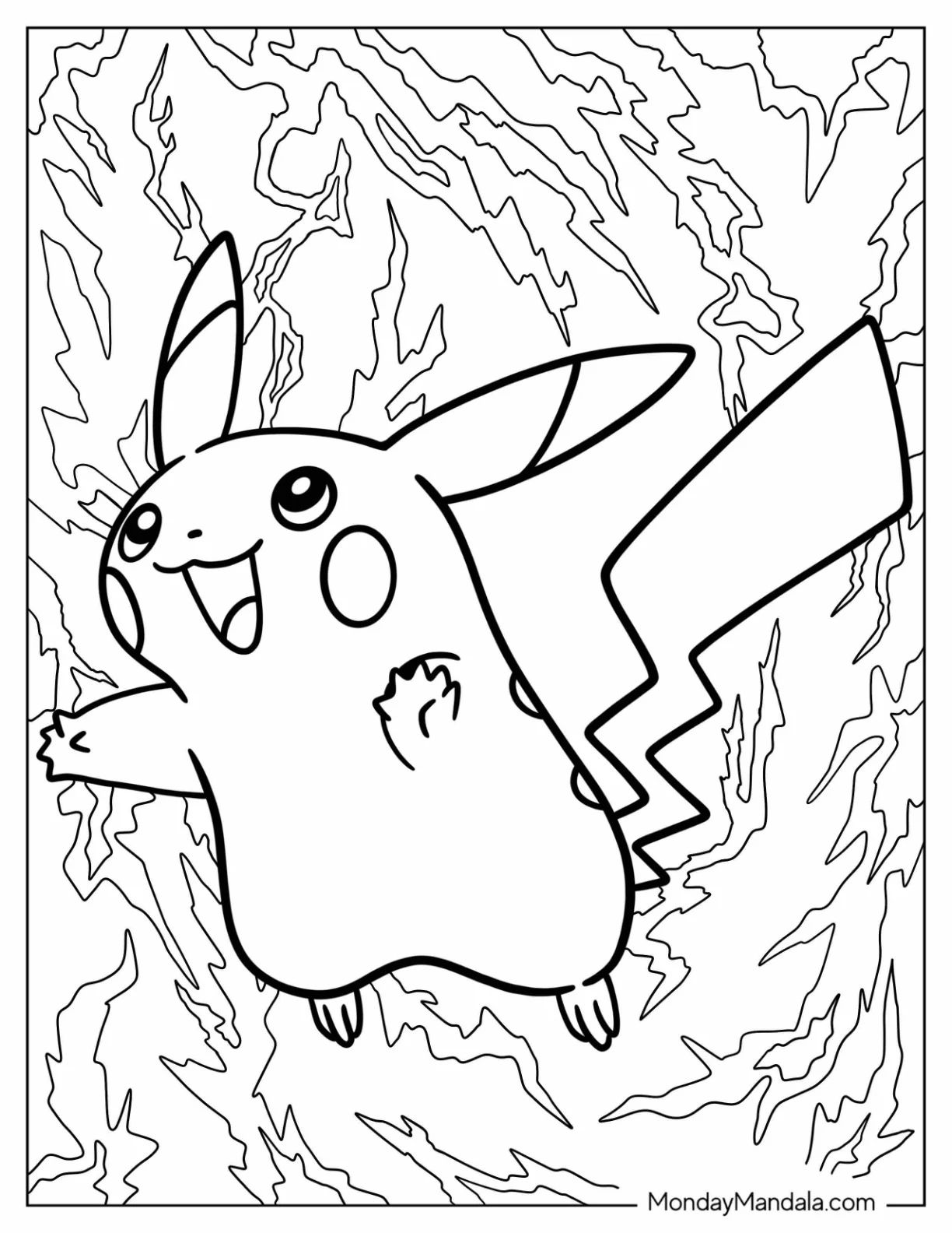 Smiling Pikachu Cartoons Coloring Page coloring page