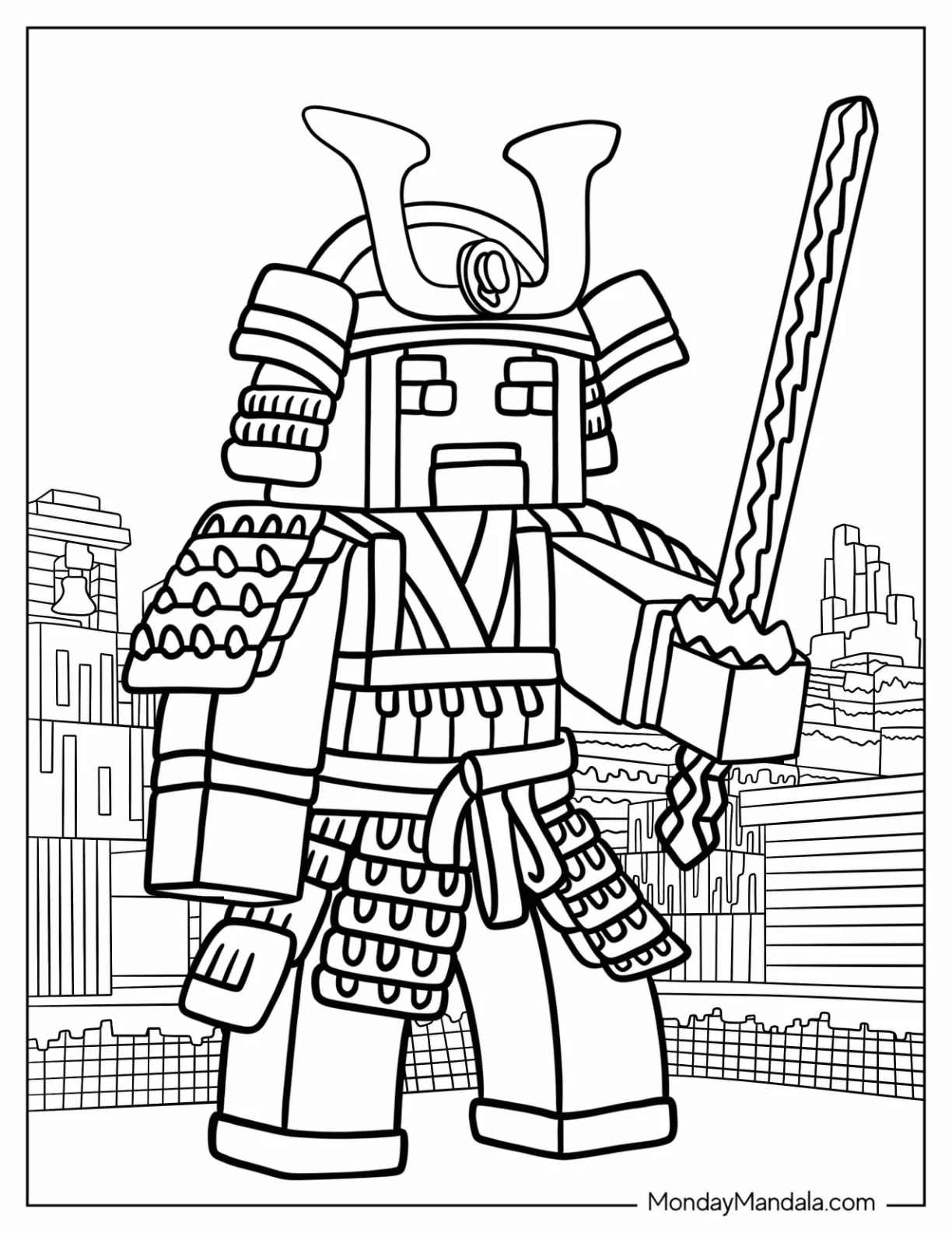 Lego Samurai Coloring Page For Kids coloring page — printable line art