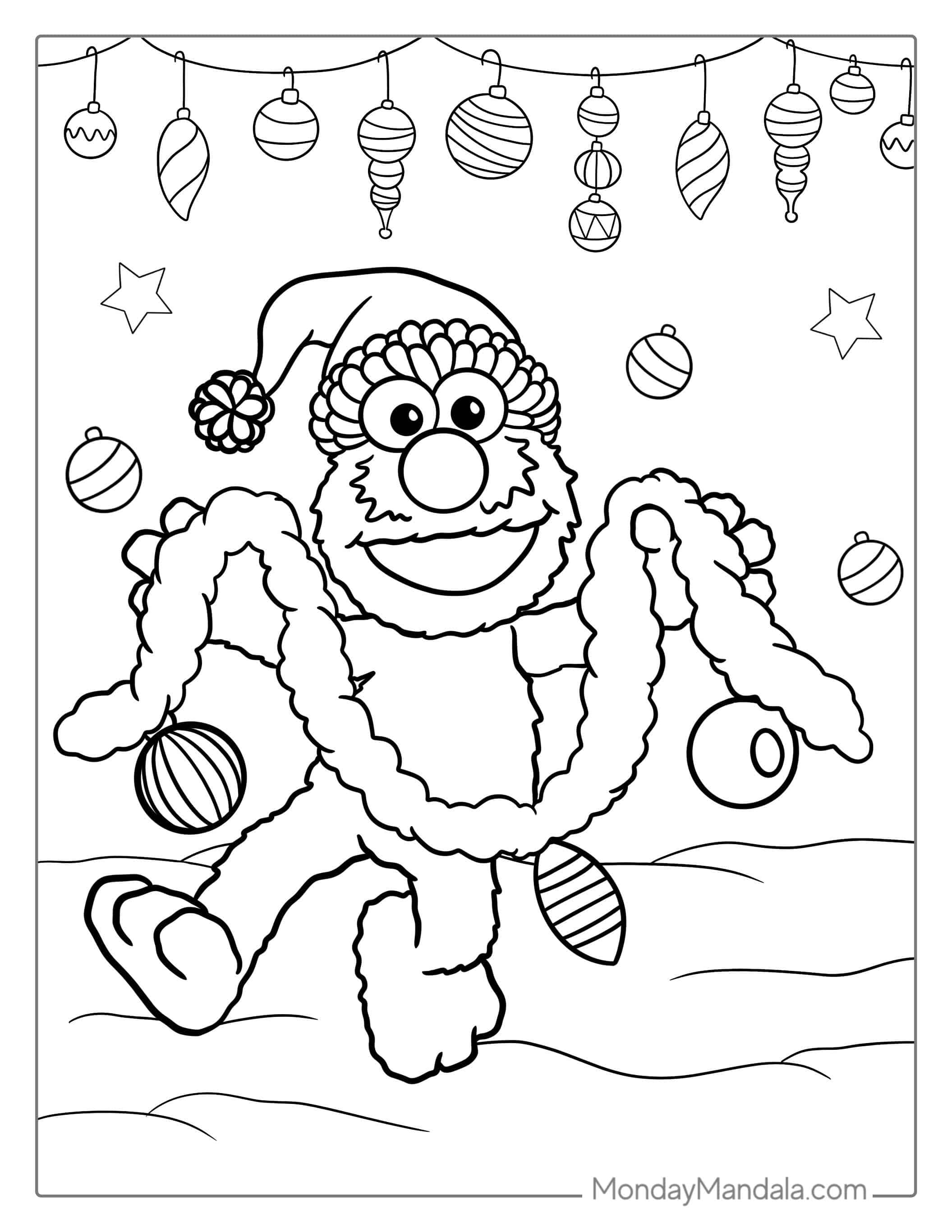 Christmas Themed Elmo Coloring Sheet coloring page