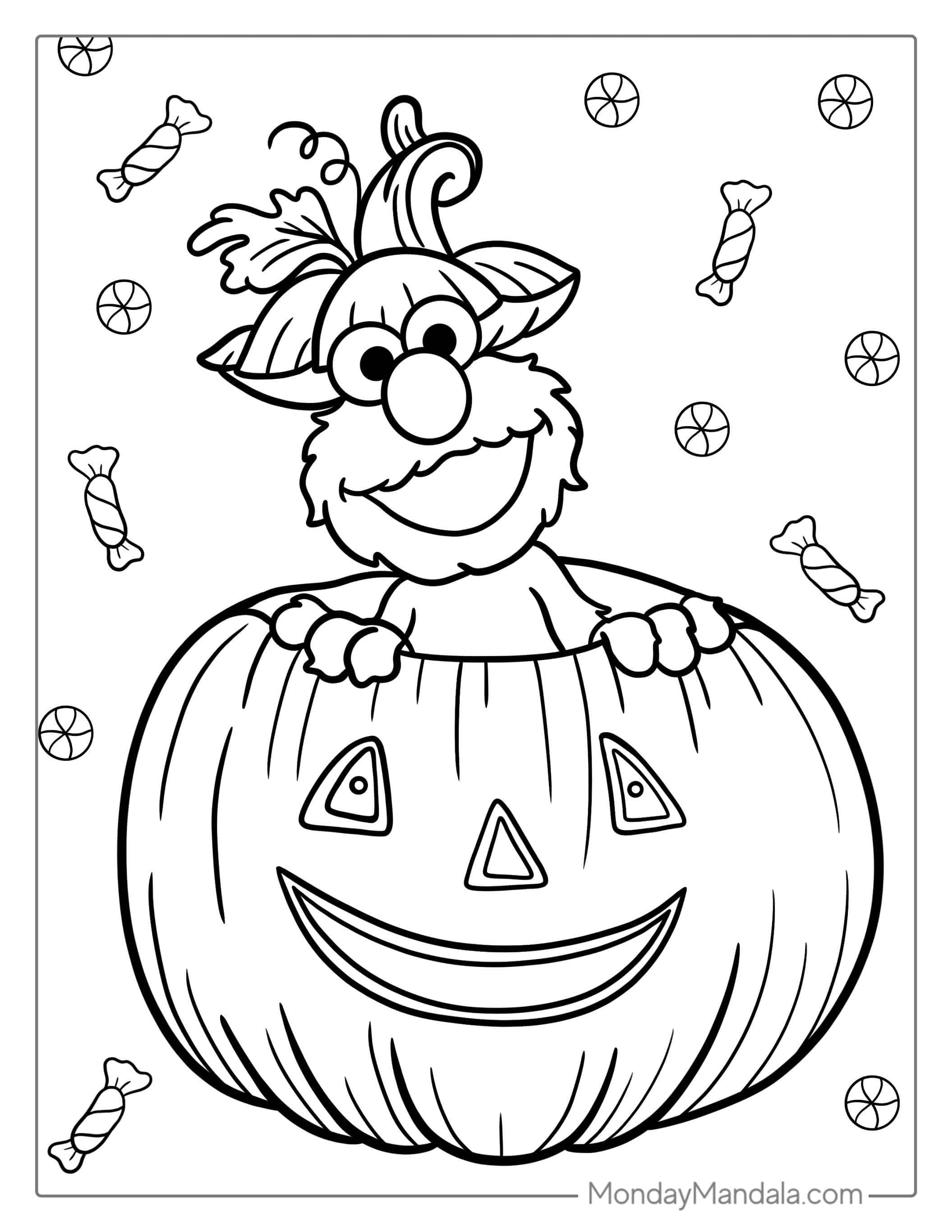Coloring Page Of Halloween Themed Elmo coloring page