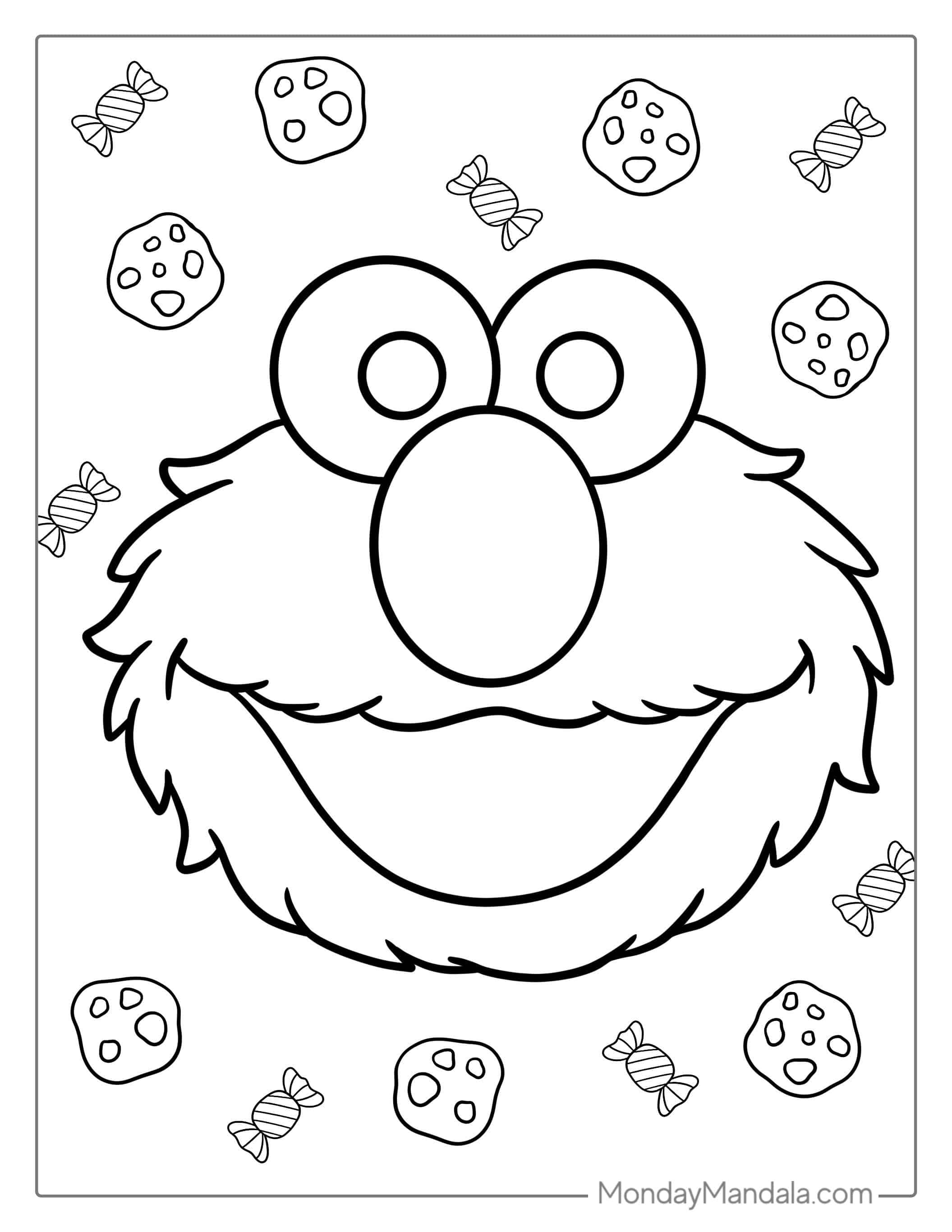 Elmo Face Printout To Color coloring page
