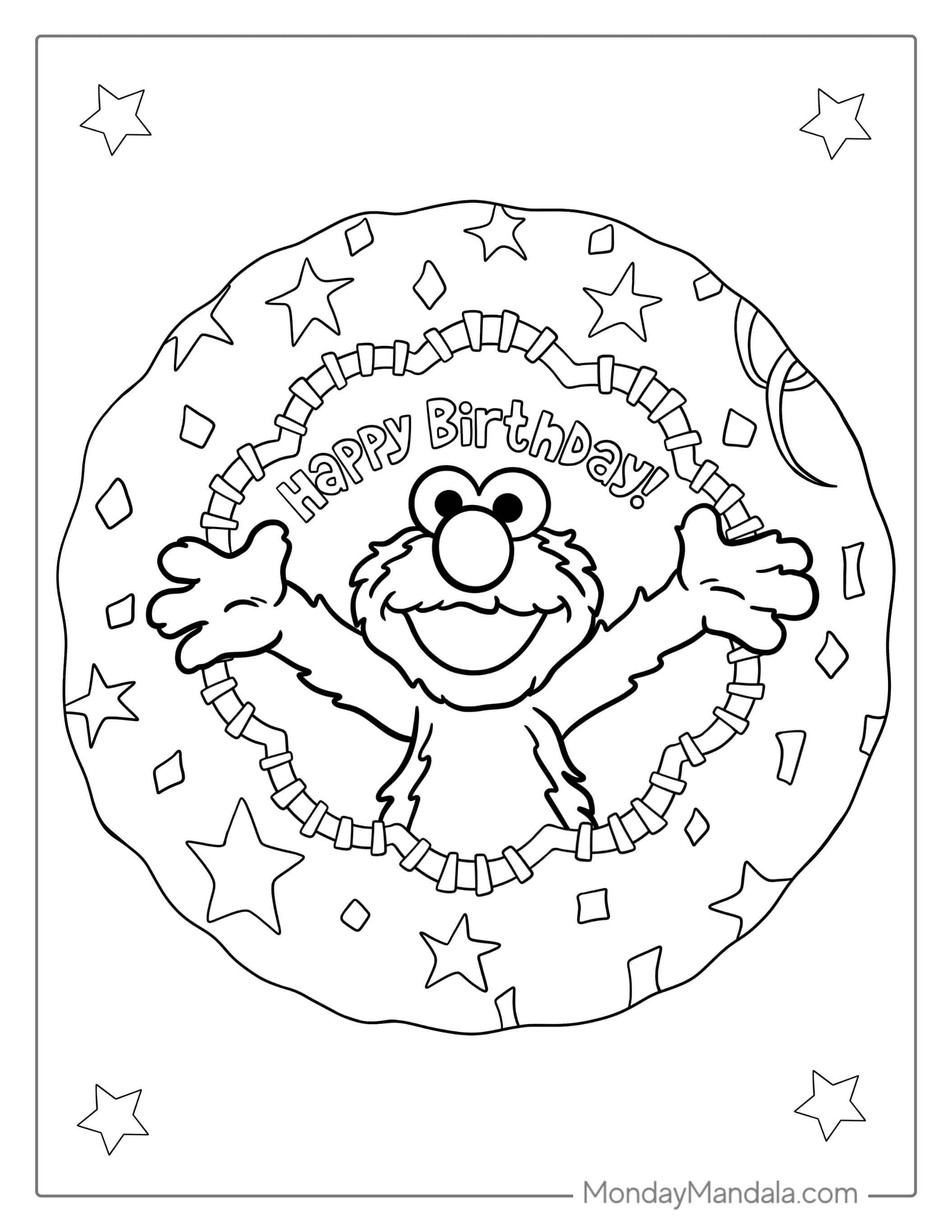 Elmo Happy Birthday Coloring Page For Parties coloring page