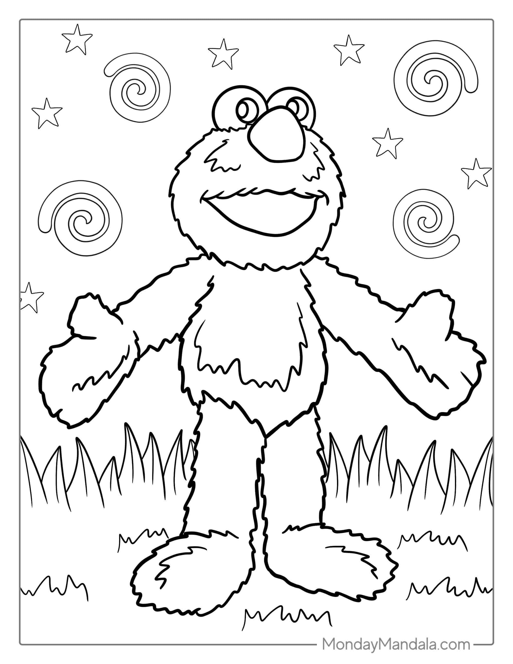 Simple Elmo Coloring Sheet For Kids coloring page