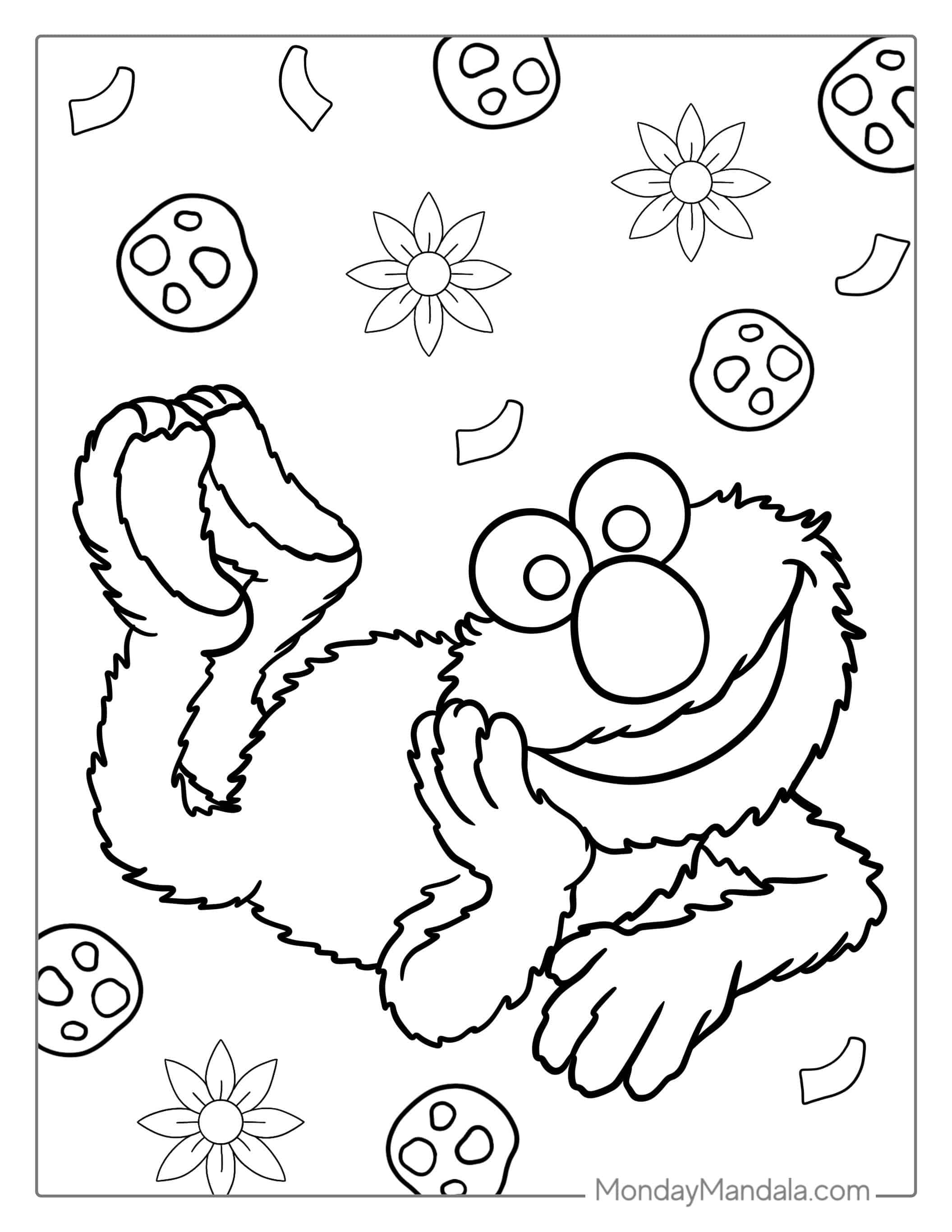 Smiling Elmo Coloring Picture For Preschoolers coloring page