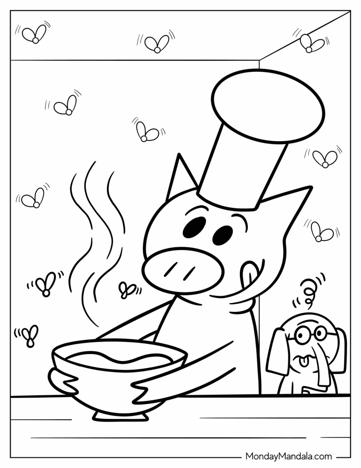 Chef Elephant And Piggie Coloring Page Cooking coloring page