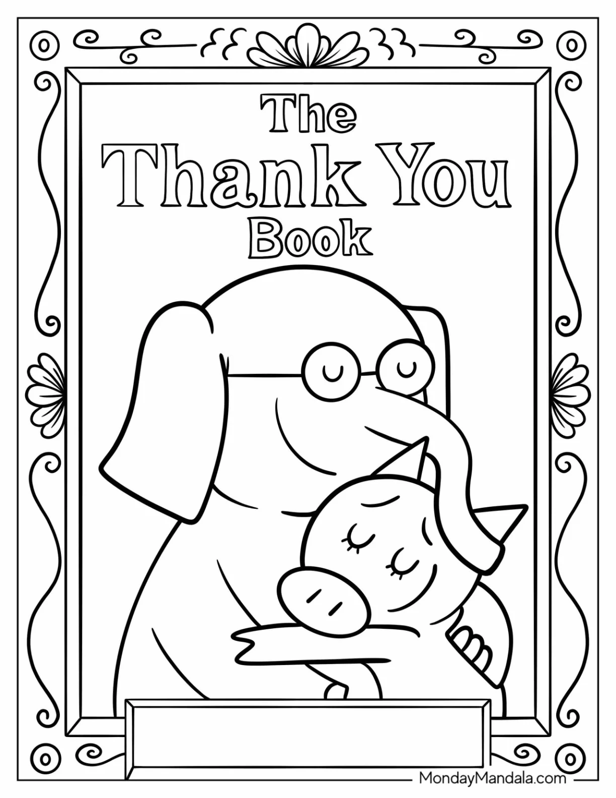 Elephant And Piggie Coloring Page Of The Thank You Book Cover coloring page