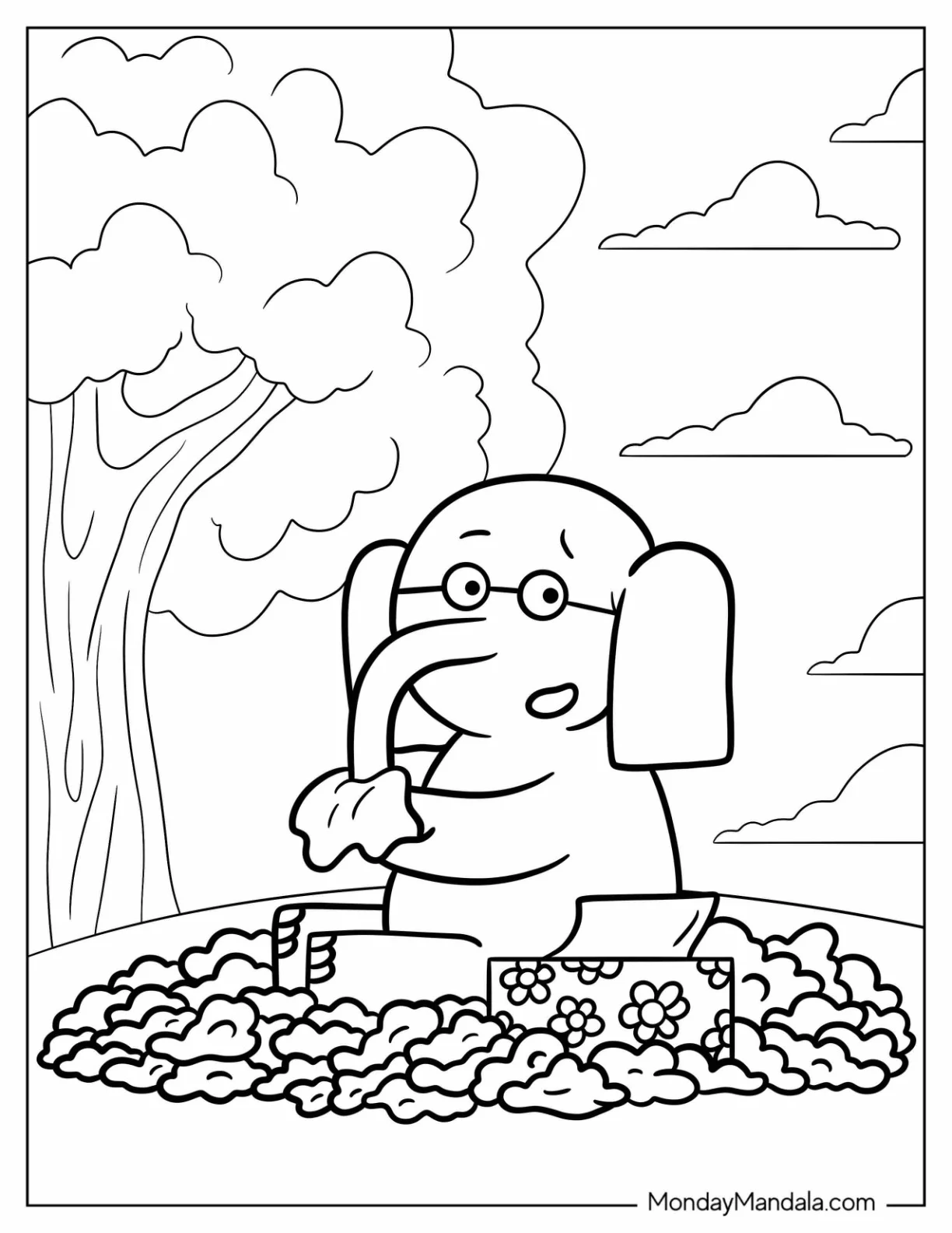 Sick Gerald Elephant And Piggie Coloring Page Blowing Trunk On Tissue coloring page
