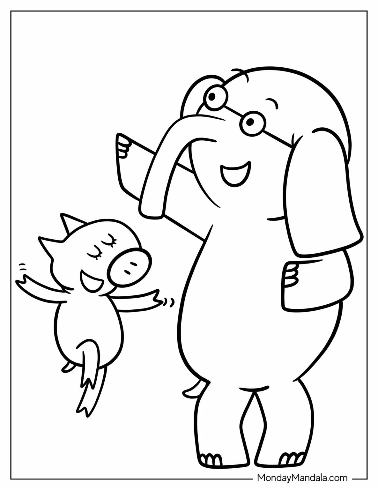 Simple Elephant And Piggie Coloring Page Dancing coloring page