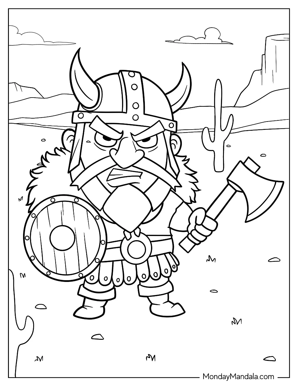Chibi Angry Viking Coloring Page For Preschoolers coloring page