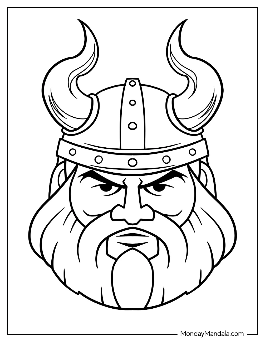 Simple Viking Portrait Coloring Page coloring page