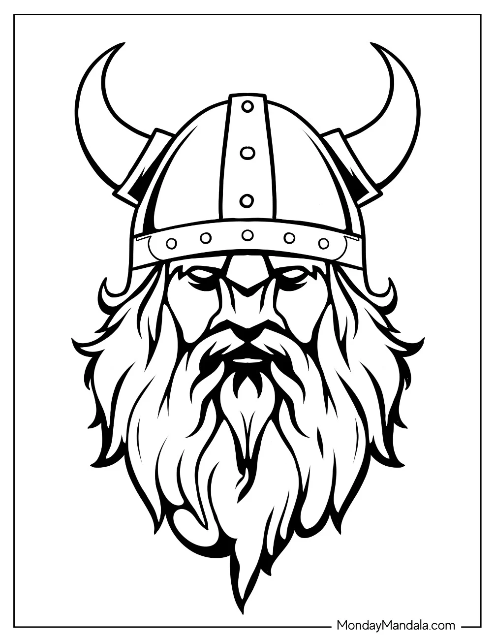 Terrifying Viking Coloring Page Portrait coloring page