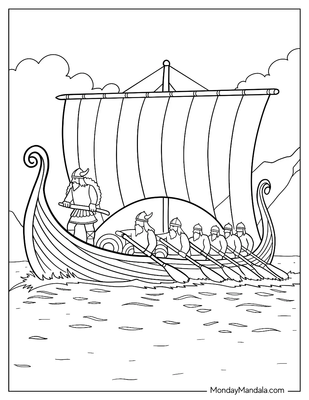 Viking Coloring Page Boat Sailing For Kids coloring page
