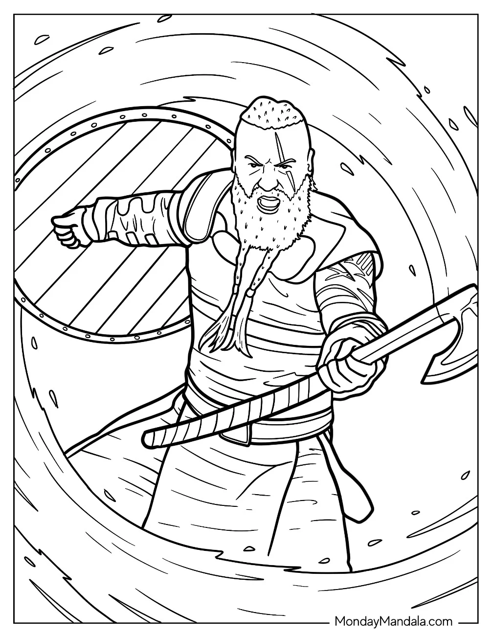 Viking Coloring Page In The Middle Of A Battle coloring page