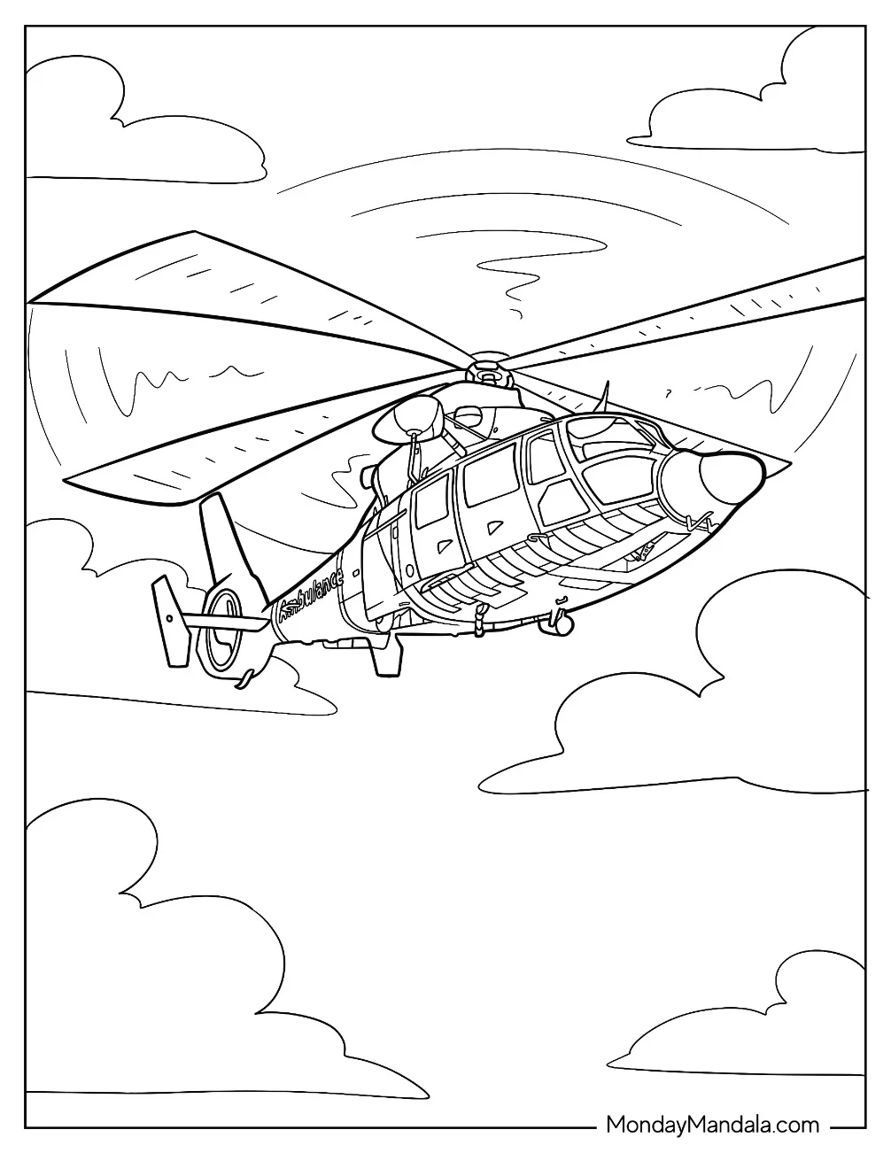 Air Ambulance Coloring Page In The Air coloring page — printable line art