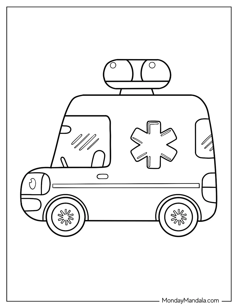Cute Ambulance Coloring Page For Kids coloring page