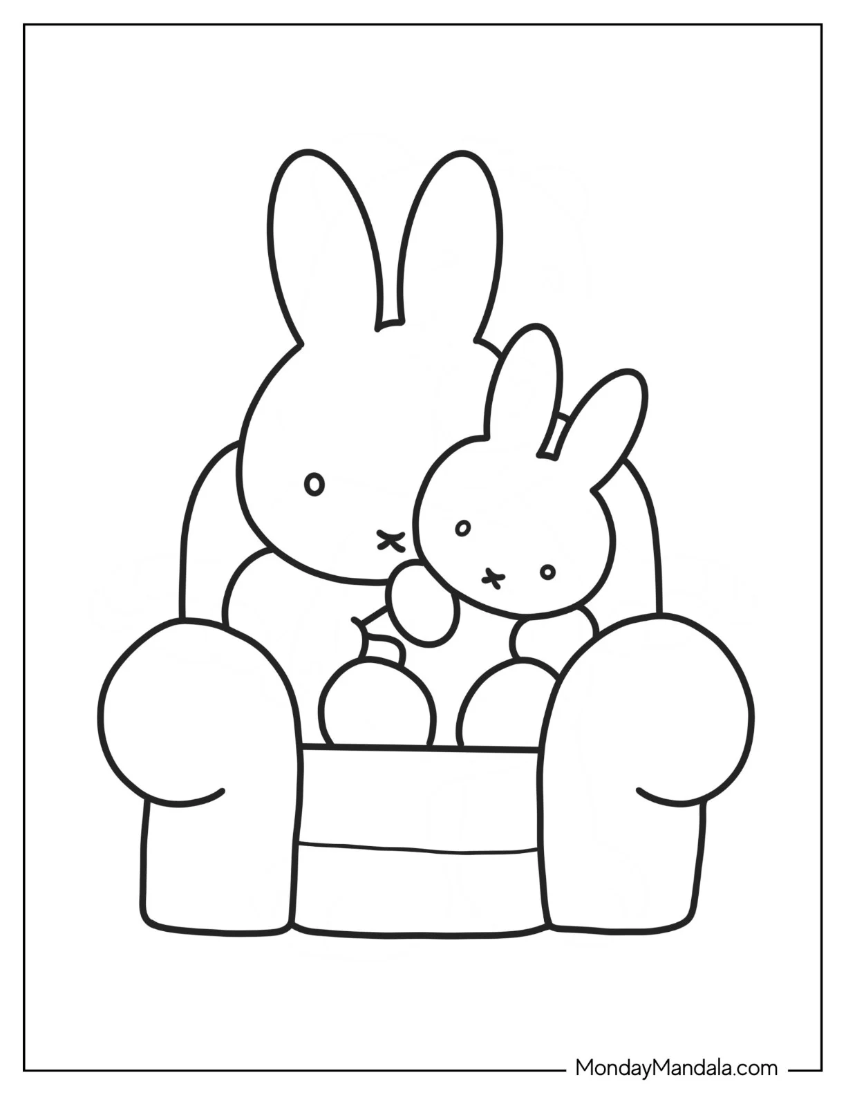 Miffy Coloring Page Of Melanie Sitting On A Couch coloring page — printable line art