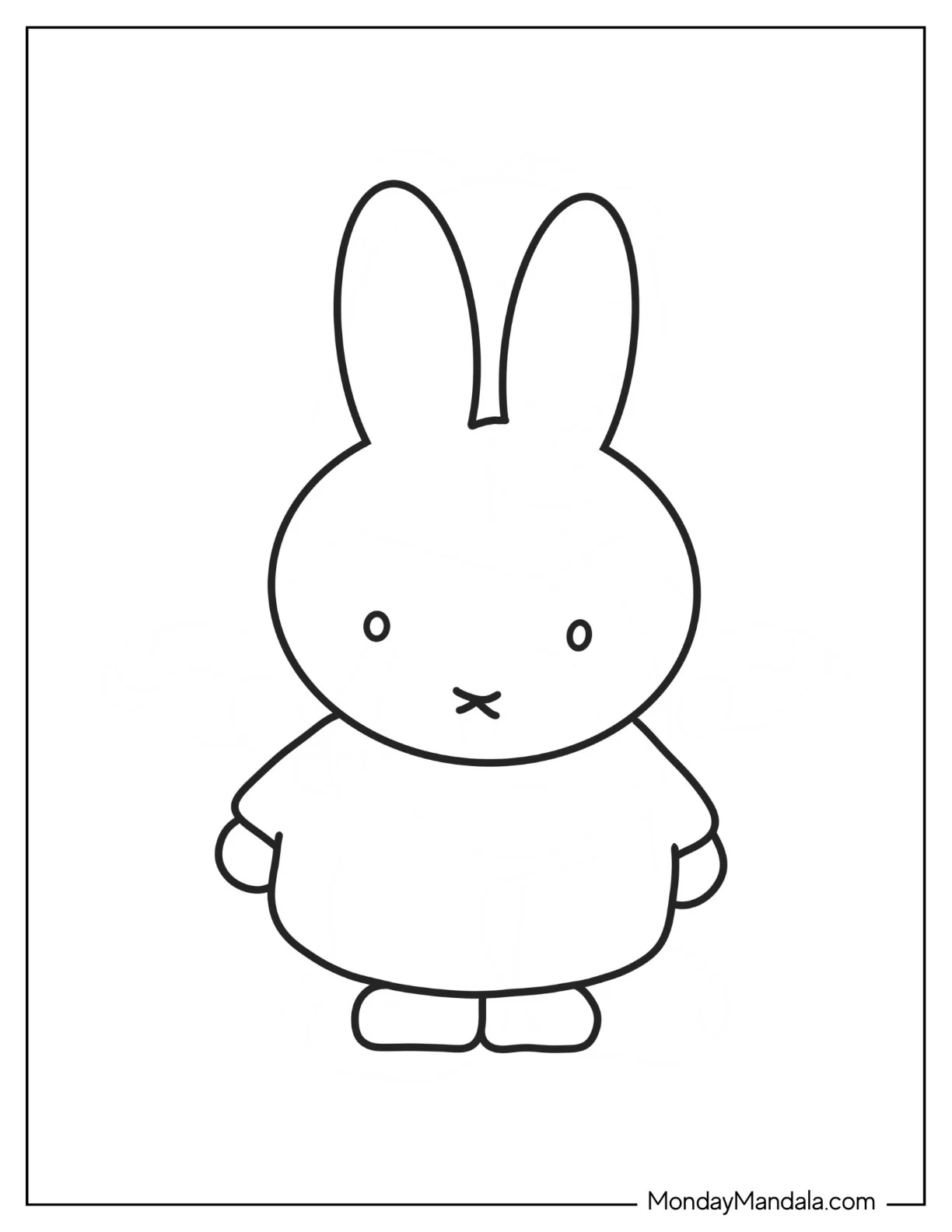 Simple Miffy Coloring Page Outline coloring page — printable line art