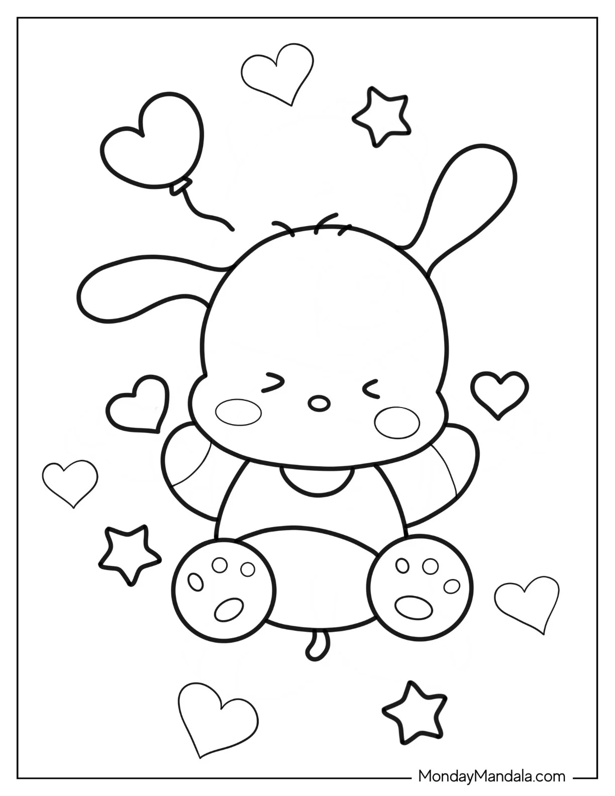 Easy Pochacco Coloring Page Sleeping coloring page