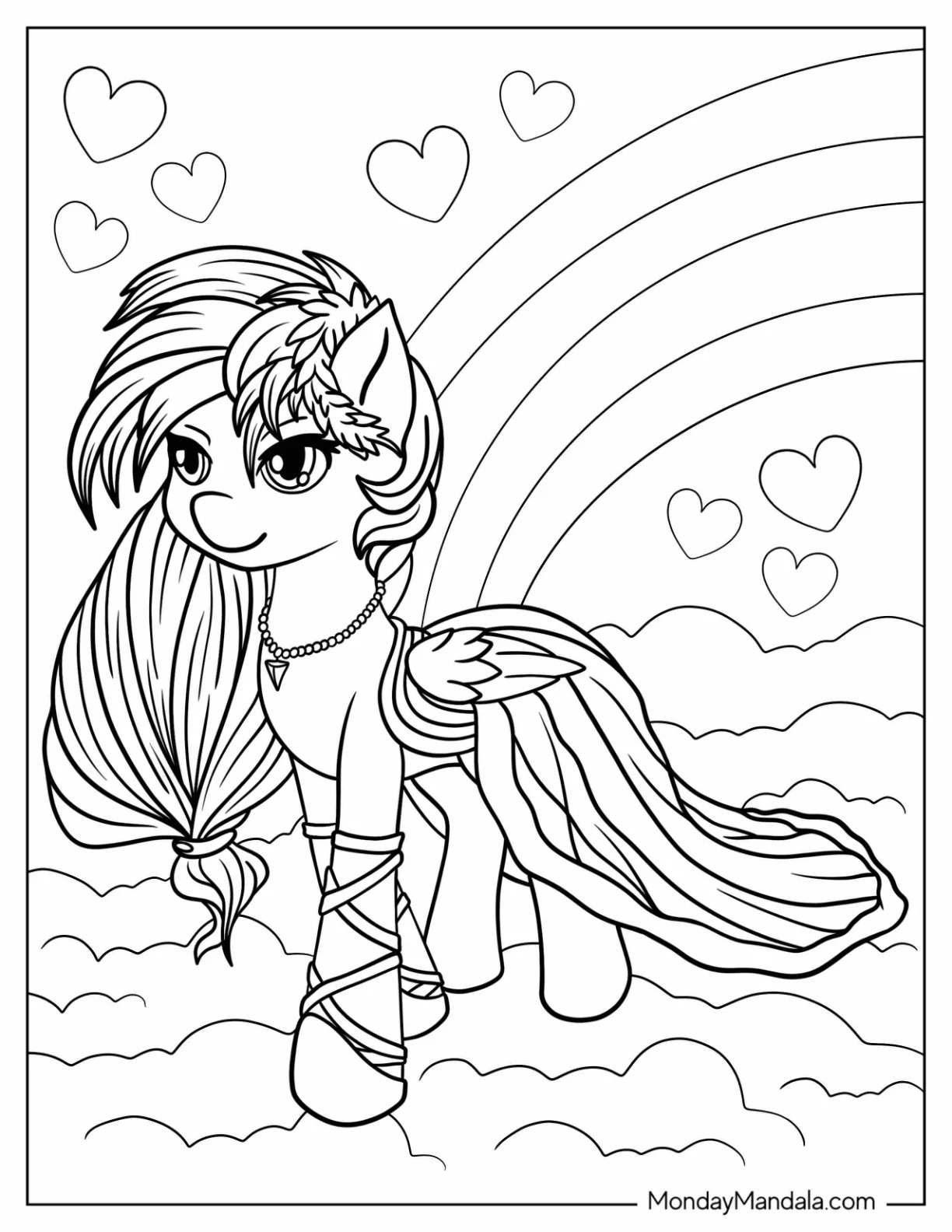 Beautiful Rainbow Dash Coloring Page With Cape And Laurel Wreath coloring page