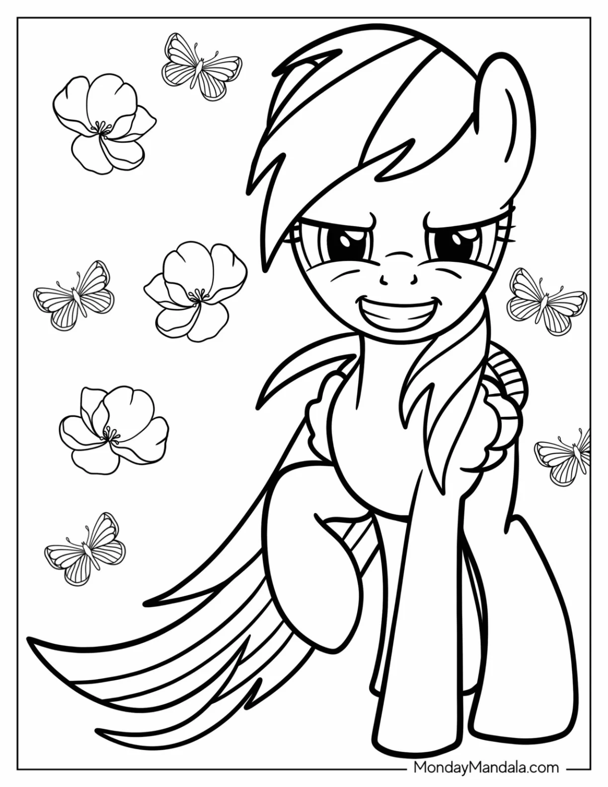 Easy Rainbow Dash Coloring Page For Kids coloring page