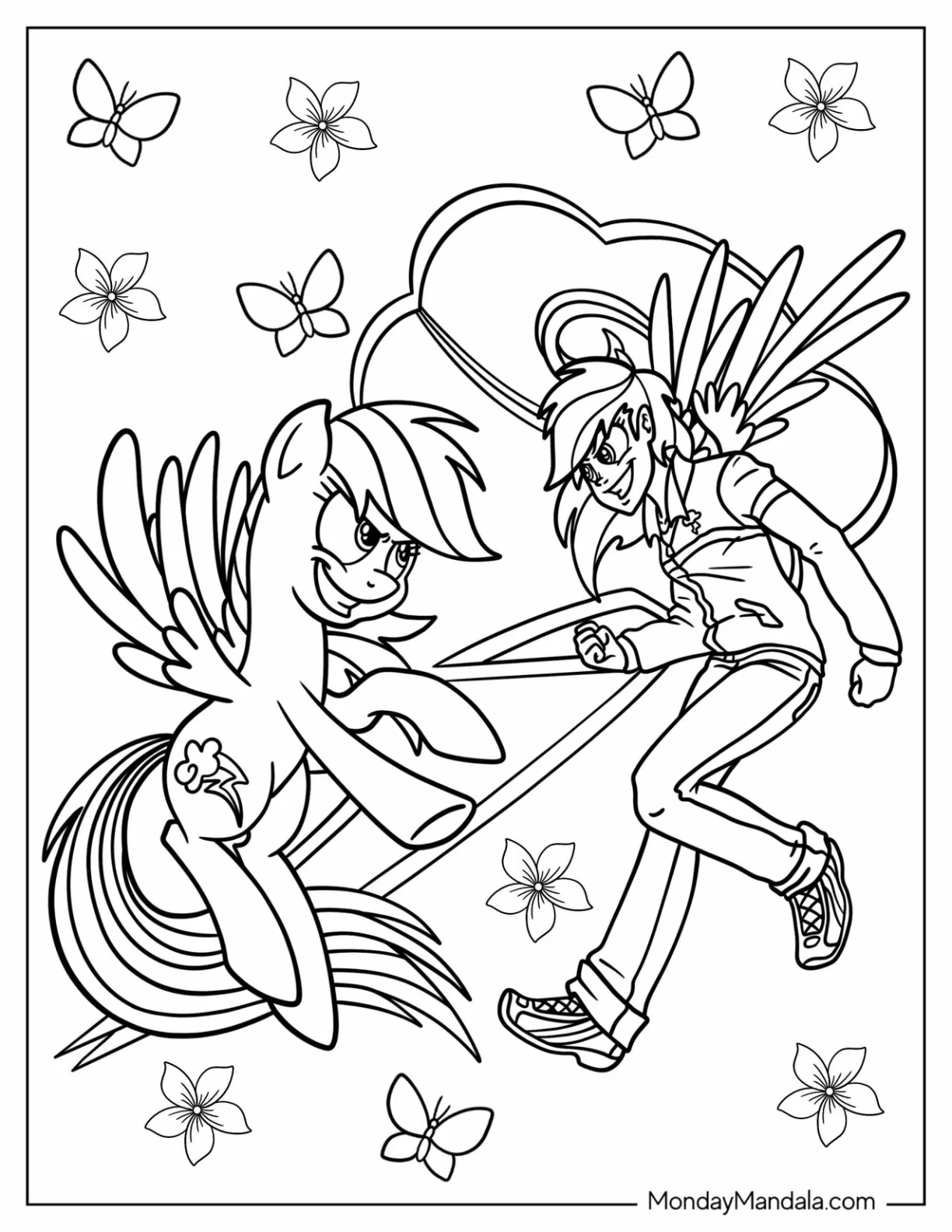 Rainbow Dash Coloring Page With Human Boy Version coloring page