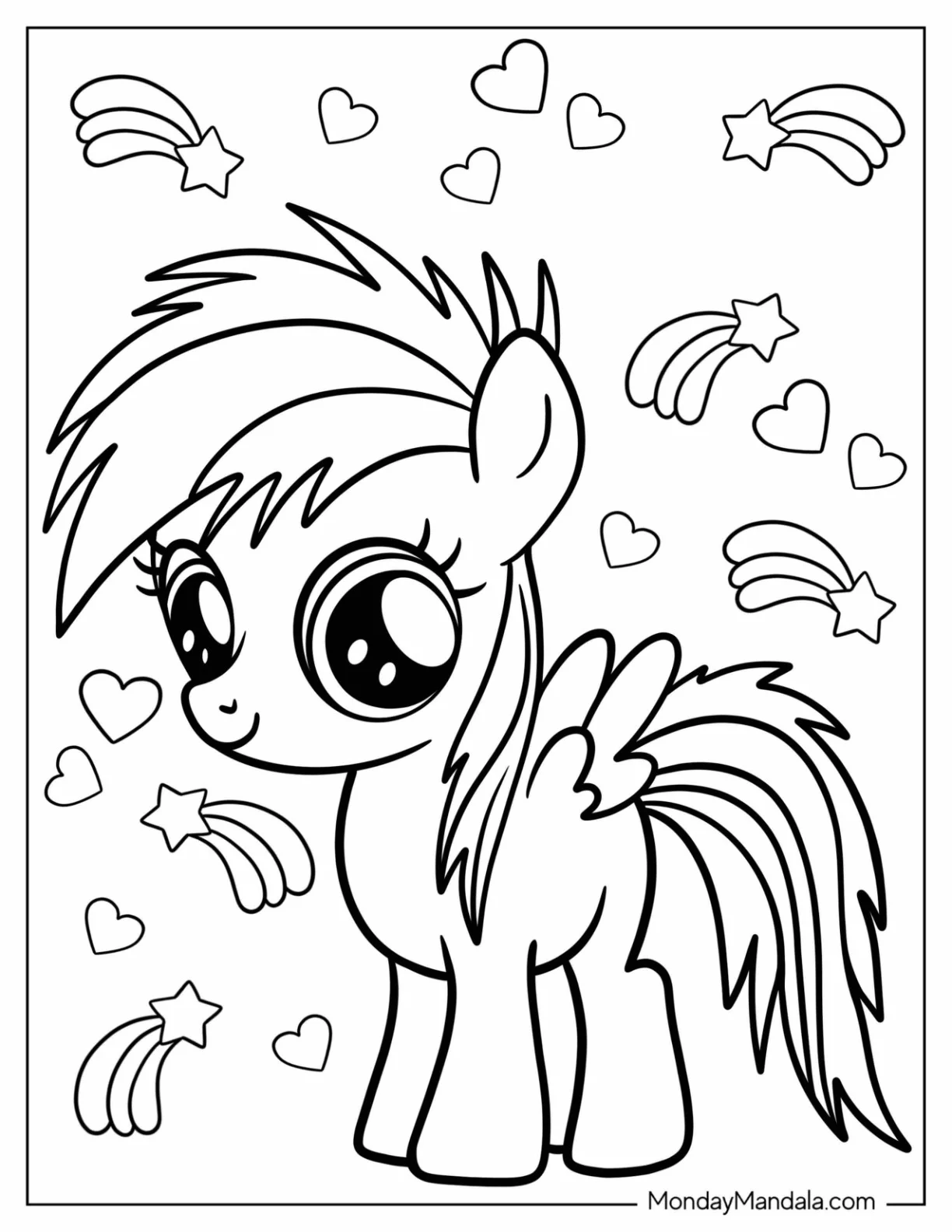 Simple Rainbow Dash Coloring Page For Kids coloring page — printable line art