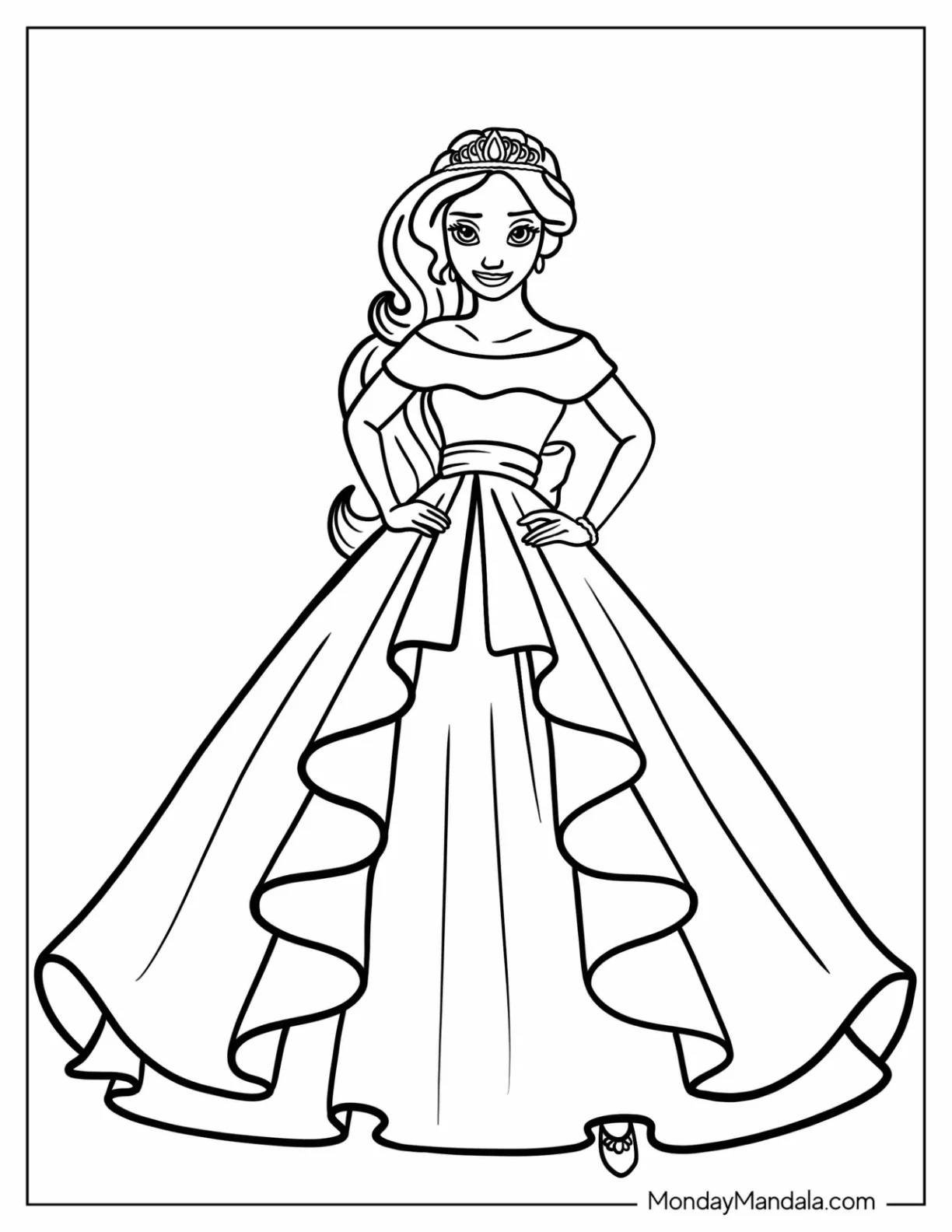 Easy Princess Elena Of Avalor Coloring Page For Kids coloring page — printable line art