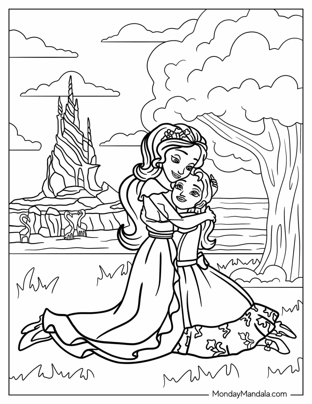 Elena Of Avalor Coloring Page Hugging Princess Isabel coloring page