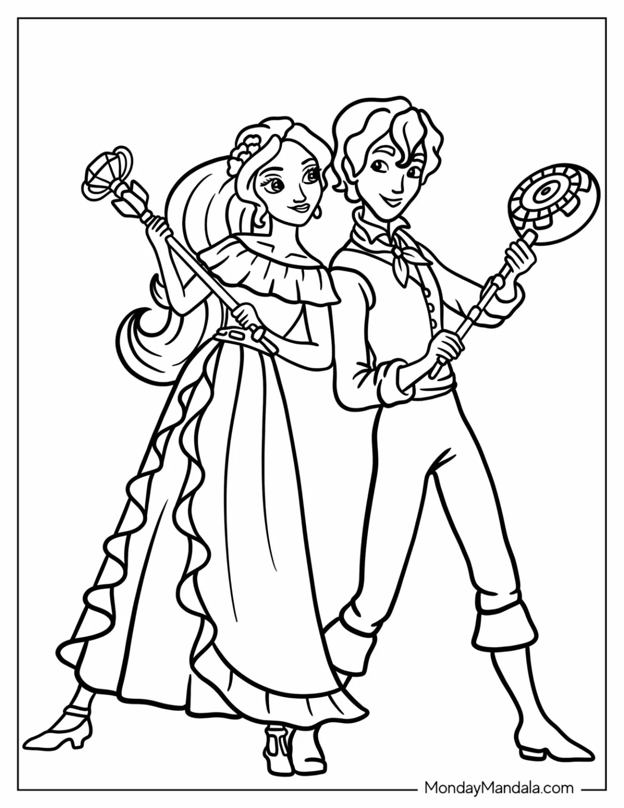 Elena Of Avalor Coloring Page With Mateo For Kids coloring page