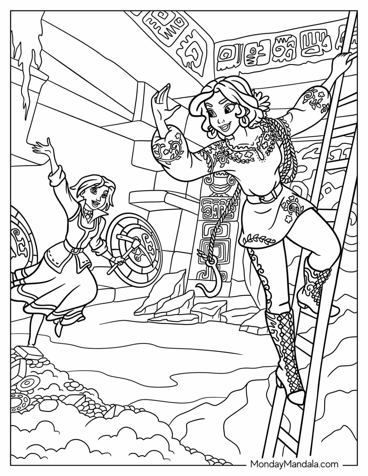 Elena Of Avalor Coloring Page With Naomi In An Adventure coloring page