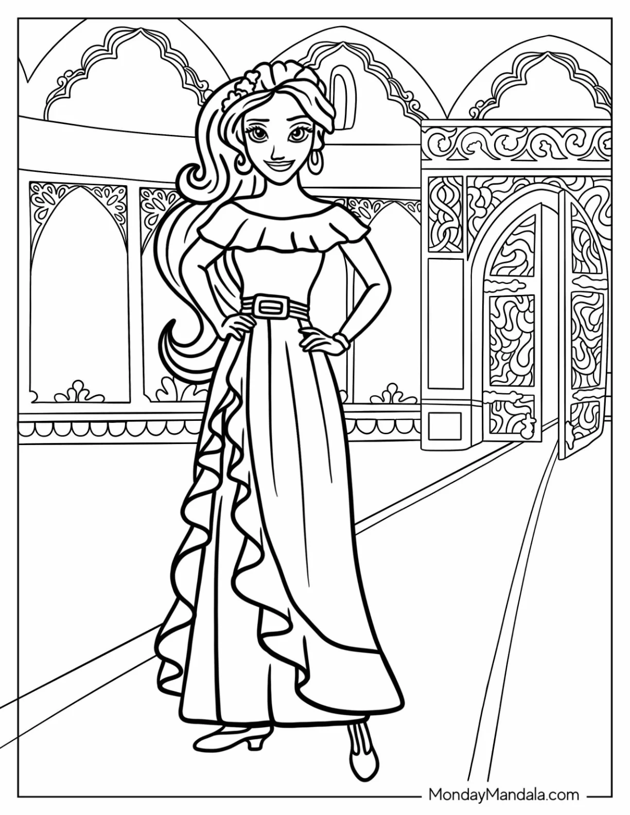 Princess Elena Of Avalor Coloring Page Inside The Palace For Kids coloring page