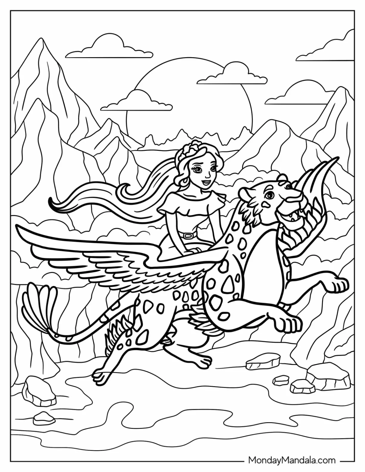 Princess Elena Of Avalor Coloring Page Riding A Jaquin For Kids coloring page