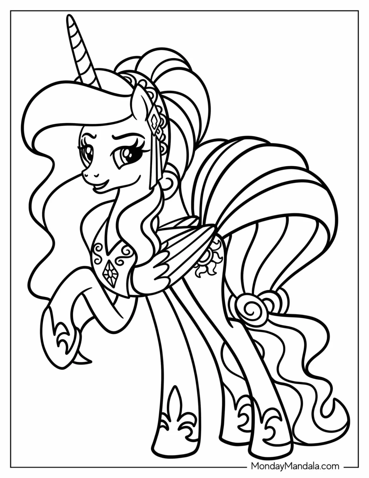 Chibi Princess Celestia Coloring Page For Kids coloring page