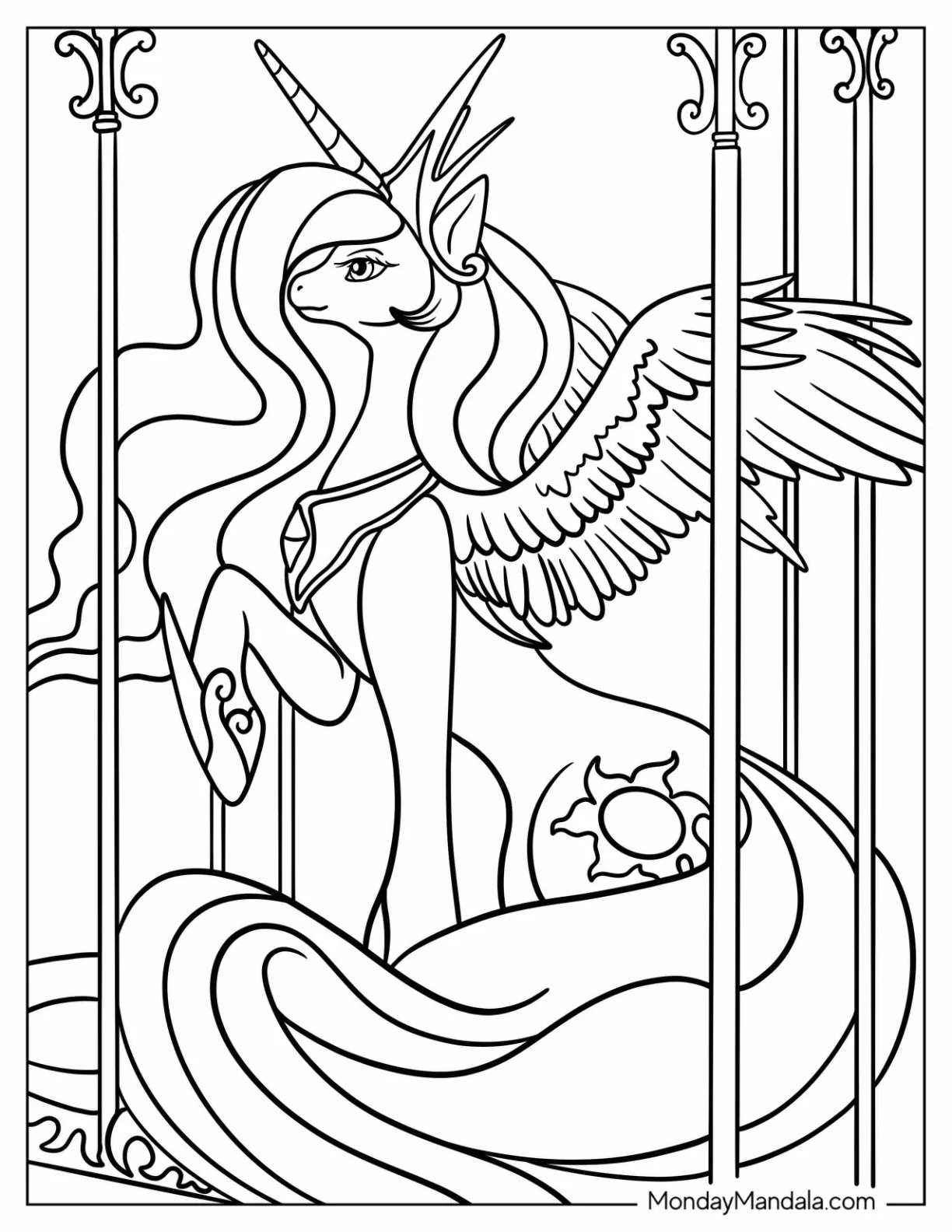 Elegant Princess Celestia Coloring Page coloring page