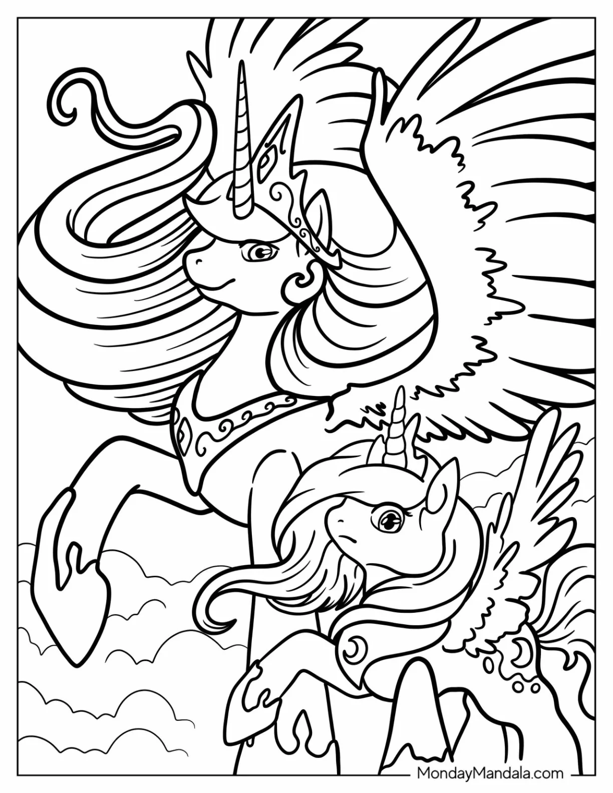 Princess Celestia Coloring Page With Baby Princess Luna coloring page