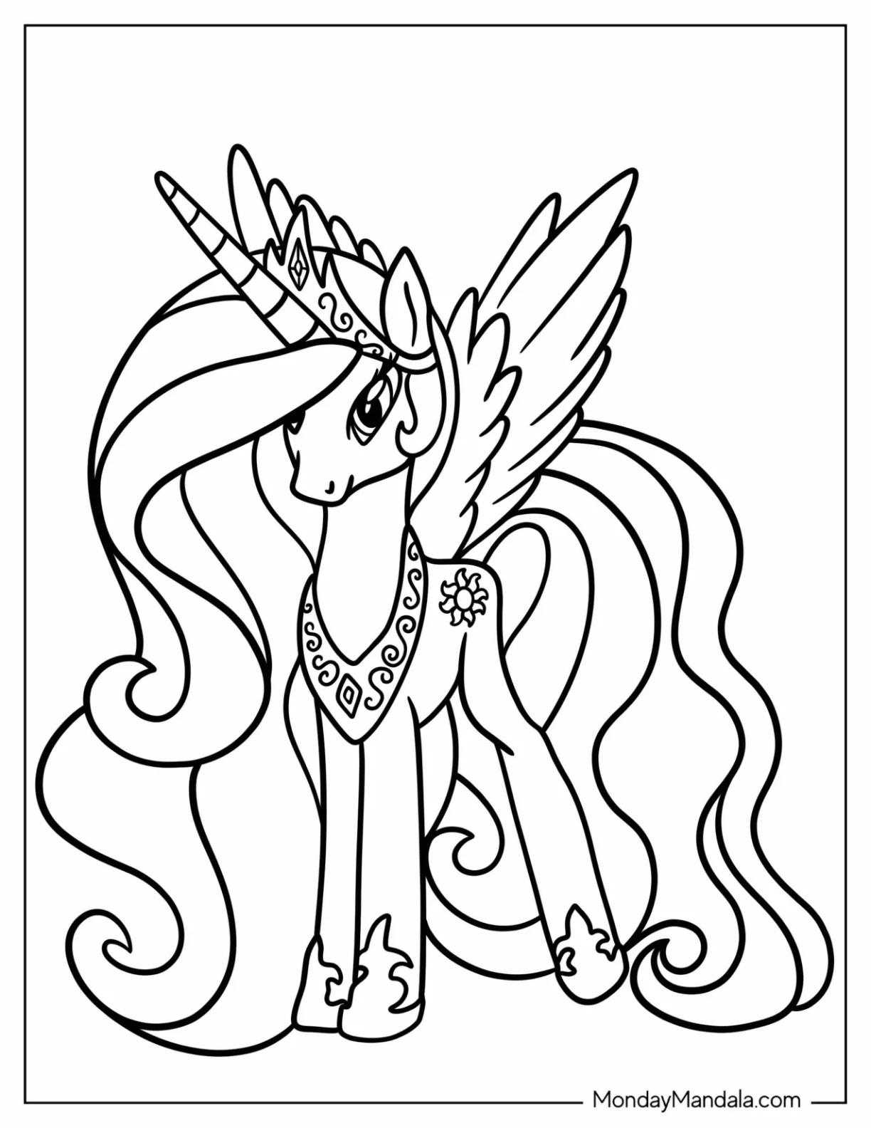 Simple Princess Celestia Coloring Page For Preschoolers coloring page
