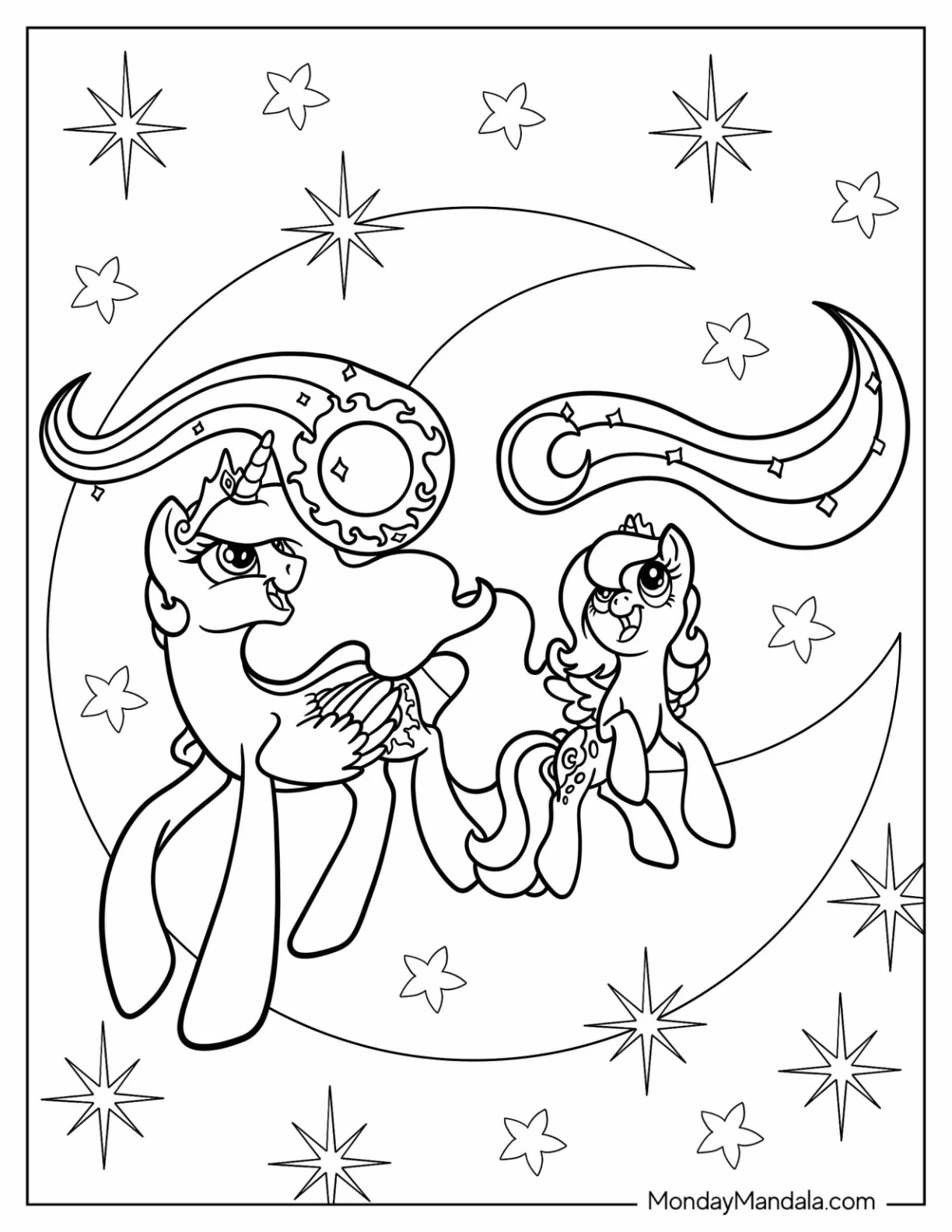 Young Princess Celestia Coloring Page And Princess Luna Playing coloring page
