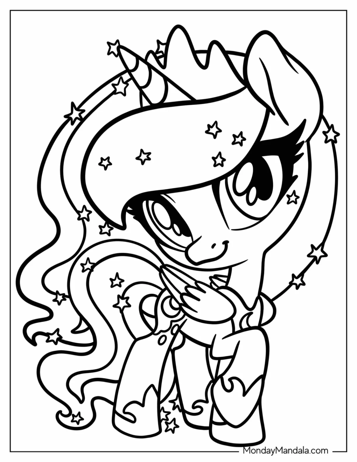 Kawaii Chibi Princess Luna Coloring Page For Preschoolers coloring page