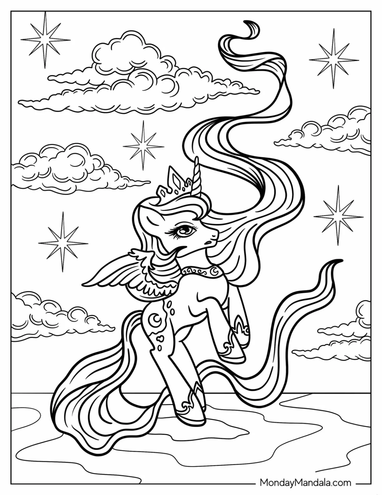 Princess Luna Coloring Page With Flowing Mane coloring page
