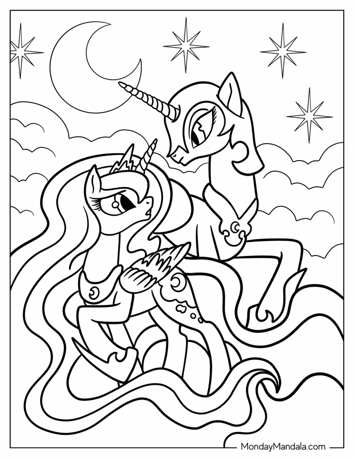 Princess Luna Coloring Page With Nightmare Moon Alter Ego For Kids coloring page