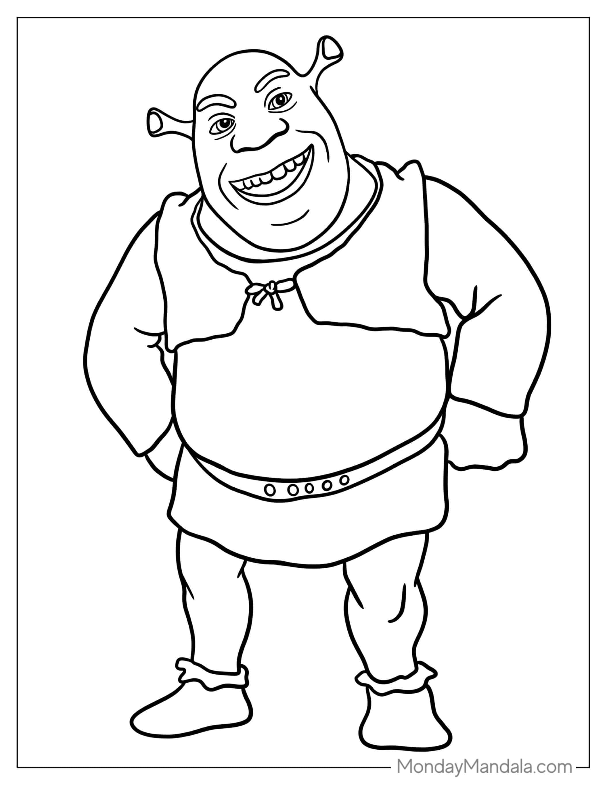 Coloring Page Of Shrek For Preschoolers coloring page