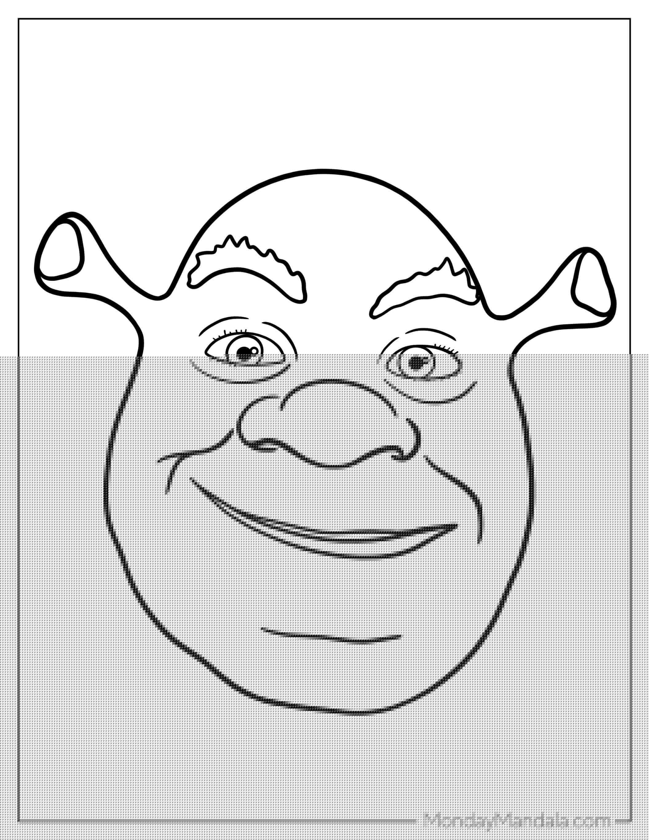 Shrek Face Coloring Page For Kids coloring page