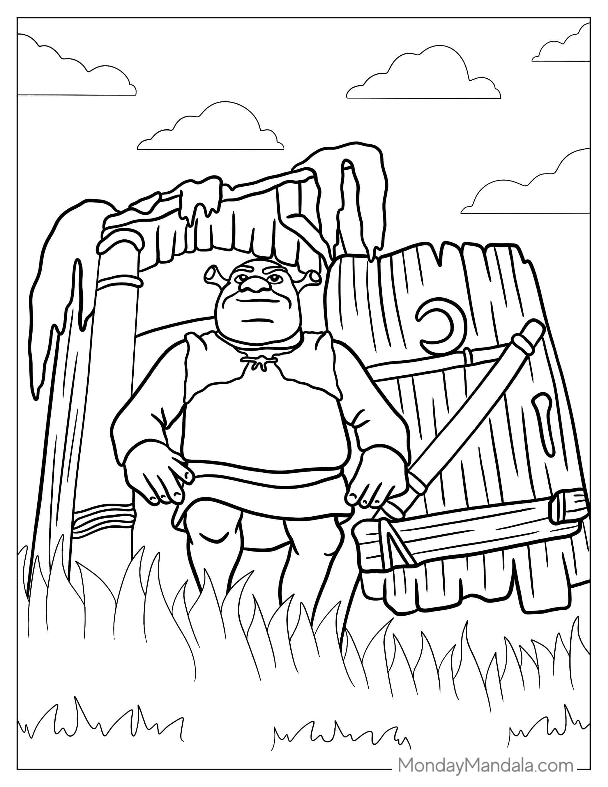 Shrek Leaving His Toilet coloring page