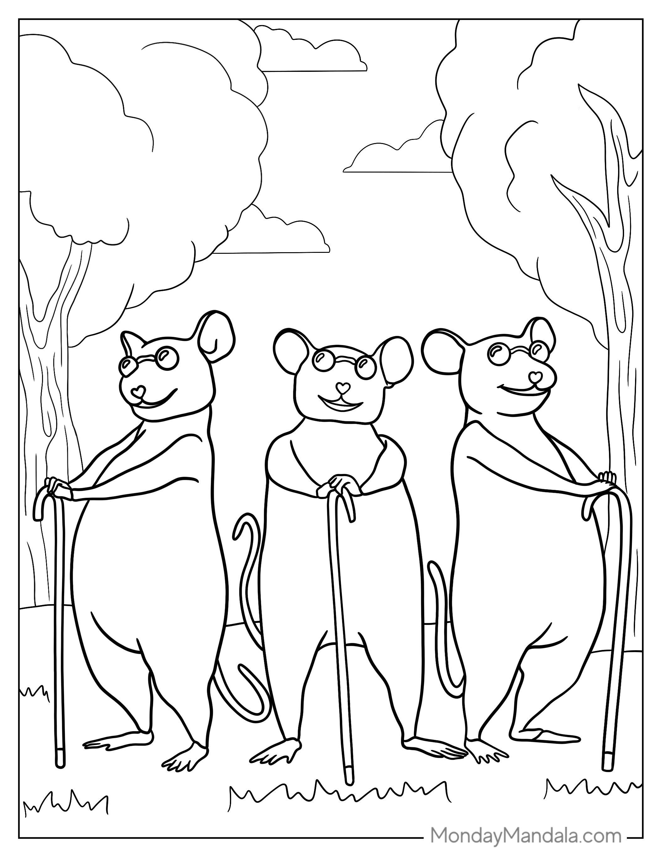 Three Blind Mice From Shrek To Color coloring page