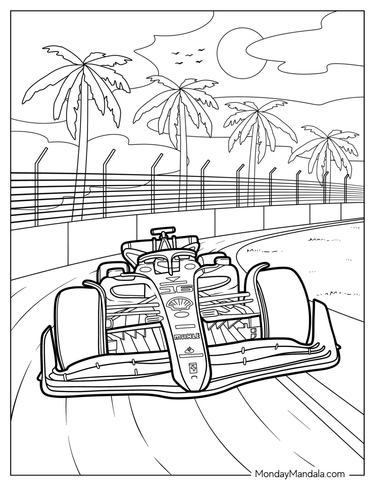 Ferrari F1 Coloring Page SF 23 On Race Track coloring page