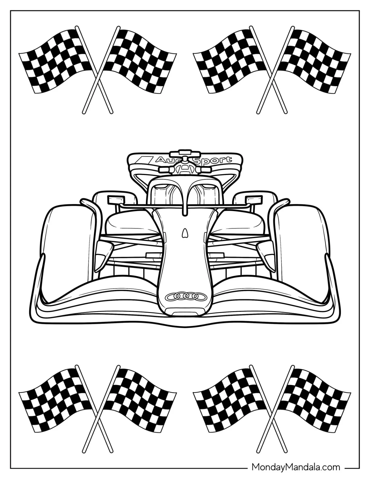 Front View Of Audi F1 Coloring Page Race Car coloring page
