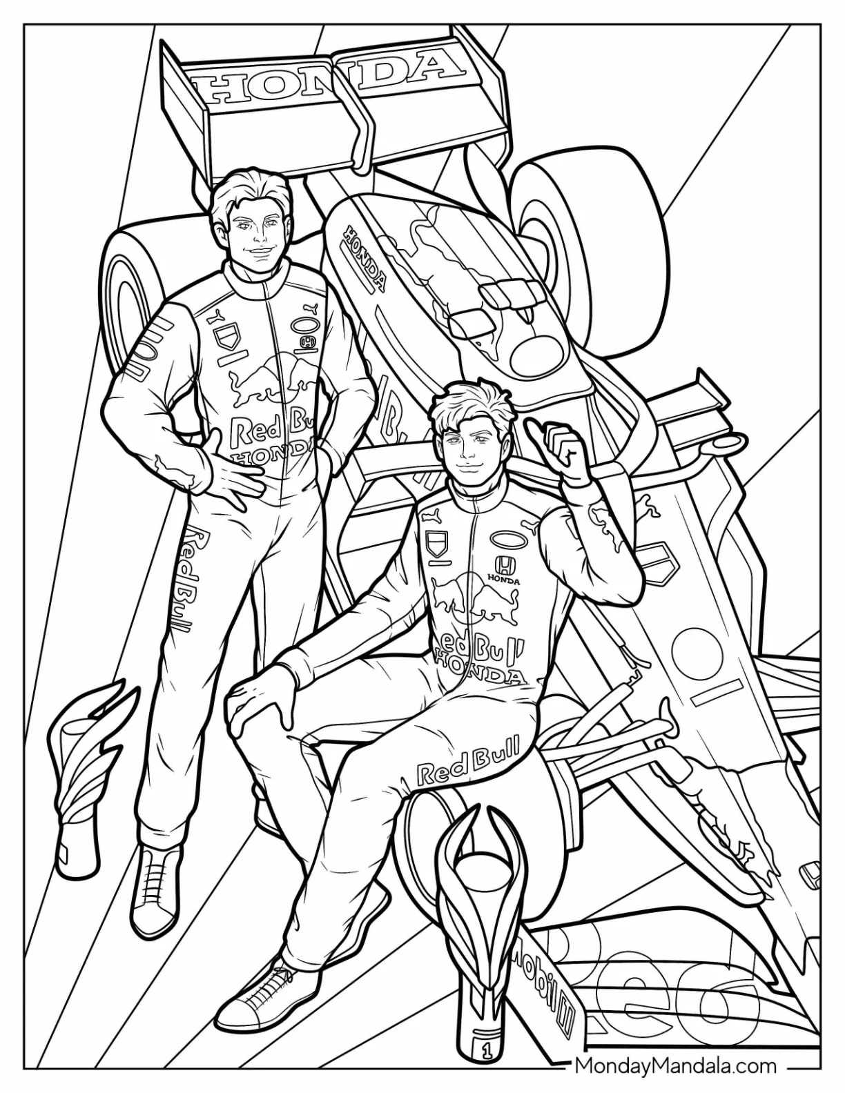 Sergio Perez And Max Verstappen F1 Coloring Page Racers coloring page