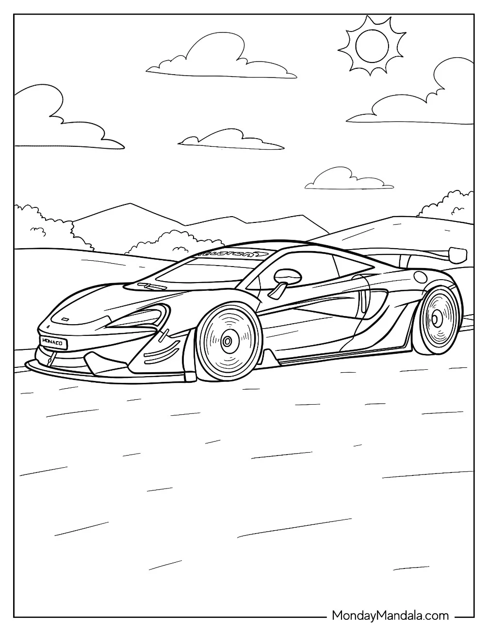 Cool McLaren P1 GTR Coloring Sheet For Kids coloring page