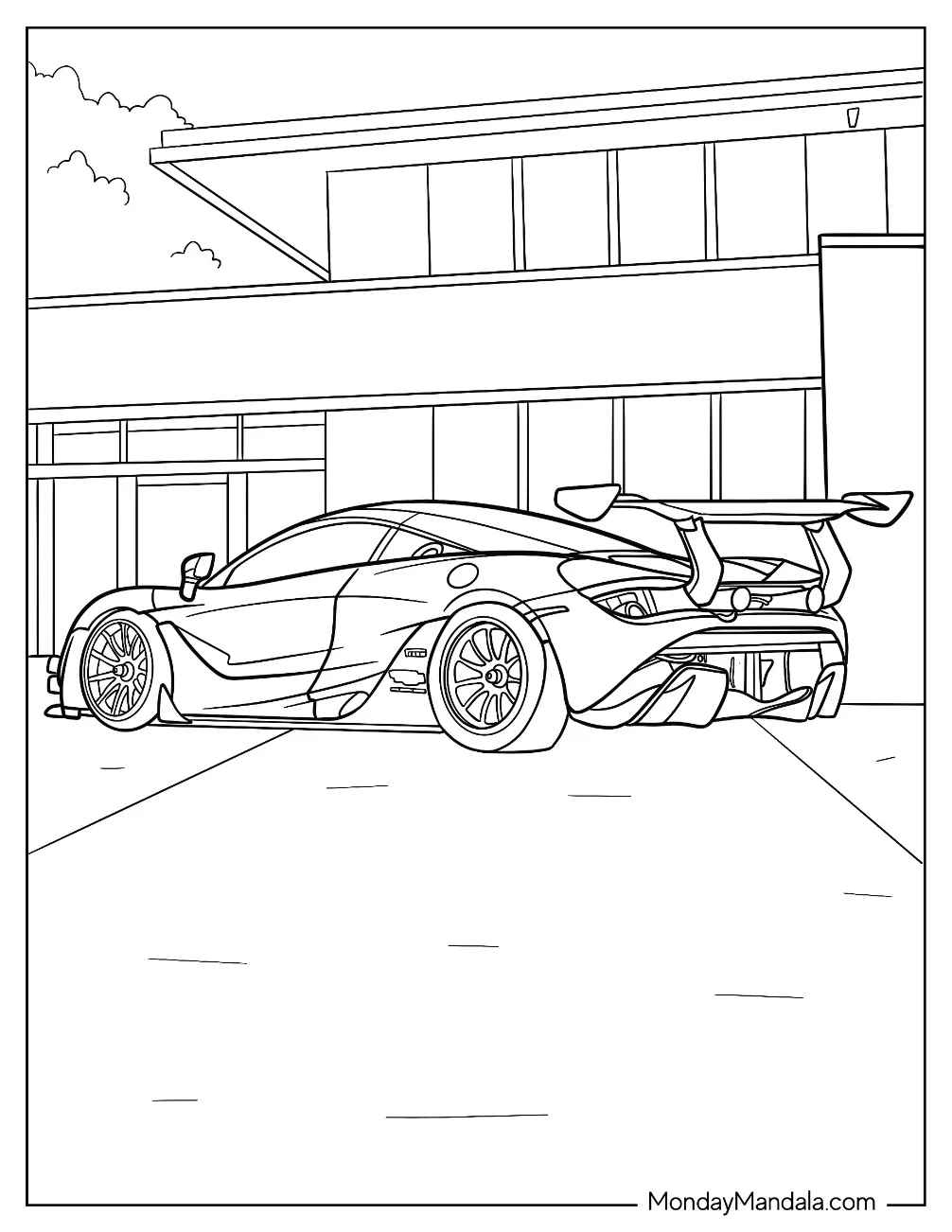 McLaren 720S Parked In Front Of Building coloring page