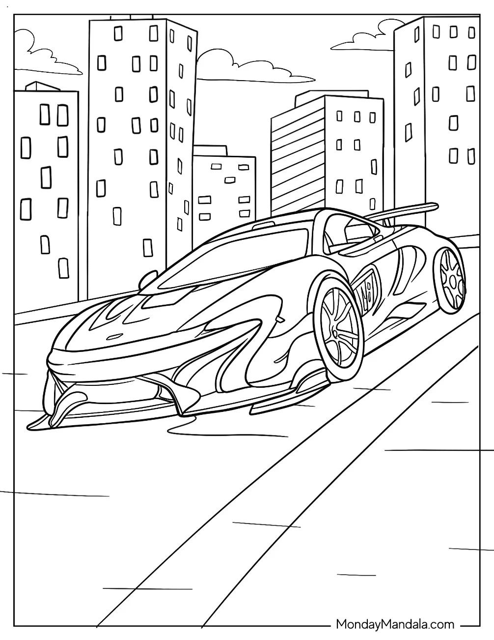 McLaren P1 In The City Coloring Sheet coloring page
